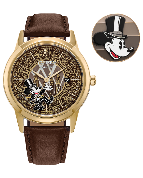 Mickey Mouse Fanfare Brown Dial Leather Strap AW1783-43W | CITIZEN